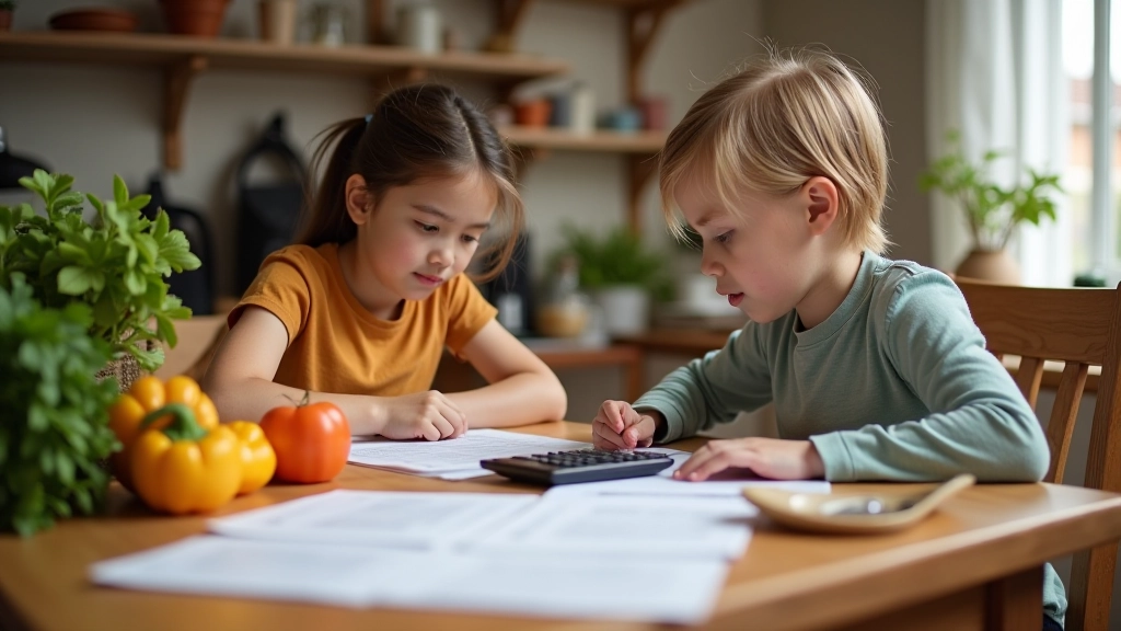 Family working together on meal planning and grocery budget at home
