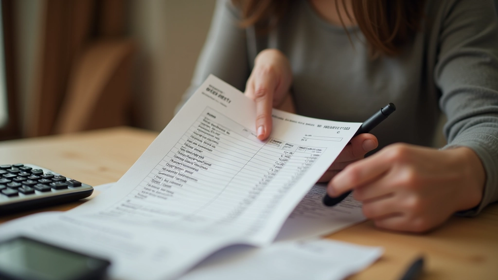 Person reviewing grocery receipt and comparing prices on phone